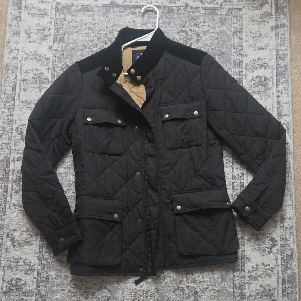 J. Crew Black Quilted Military Jacket